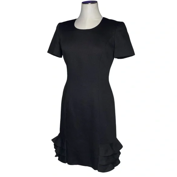 Carolina Herrera Black Short Sleeve Ruffle Dress - Picture 4 of 12